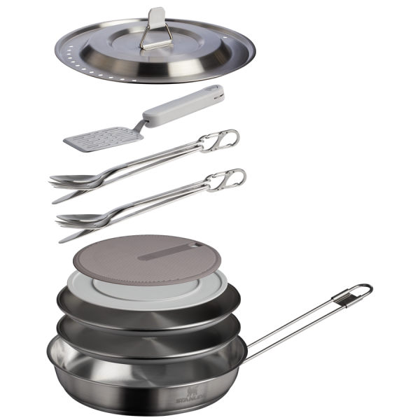 The Wildfare Pro Fry Pan Cookset 15-piece set | 1.1 QT - Pale Pebble + Stone